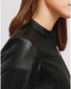Blouson Biker en Cuir Balsane noir