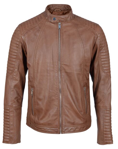 Blouson Biker en Cuir Juda cognac