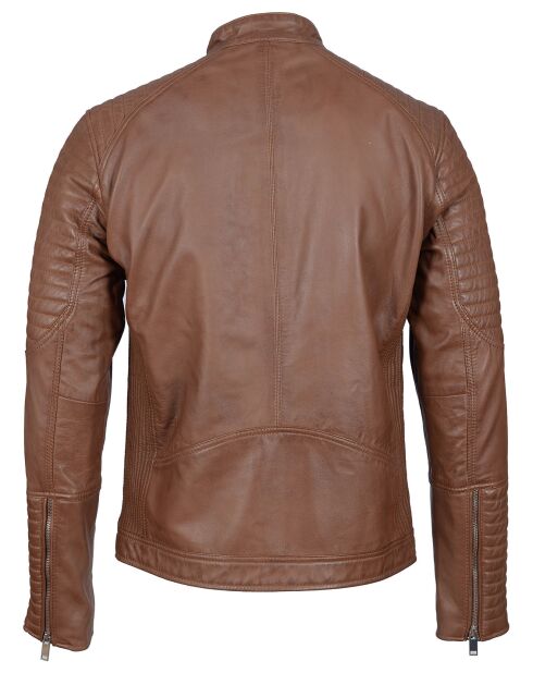 Blouson Biker en Cuir Juda cognac