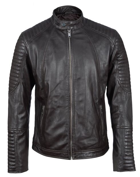 Blouson Biker en Cuir Juda marron