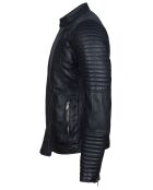 Blouson Biker en Cuir Juda bleu marine