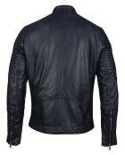 Blouson Biker en Cuir Juda bleu marine