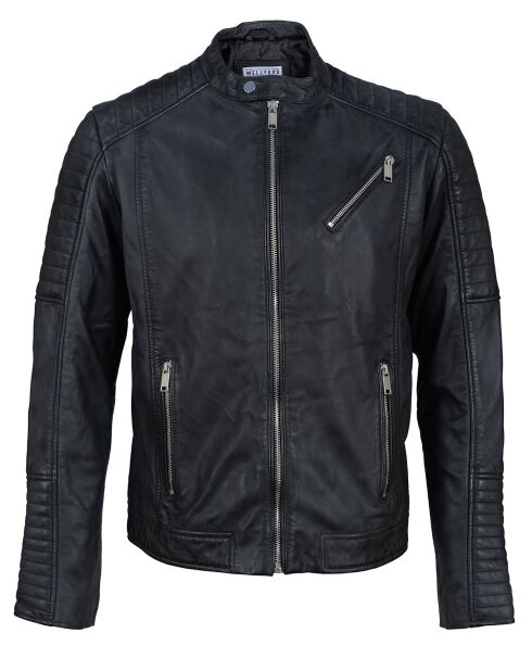 Blouson Biker en Cuir Junior noir