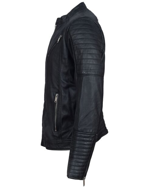 Blouson Biker en Cuir Junior noir