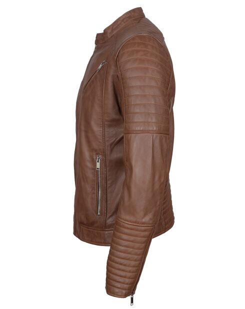 Blouson Biker en Cuir Junior cognac