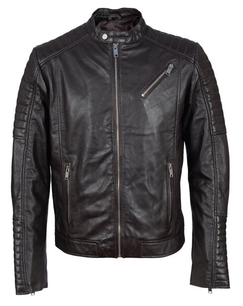 Blouson Biker en Cuir Junior marron