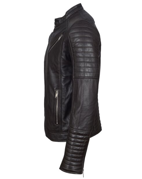 Blouson Biker en Cuir Junior marron