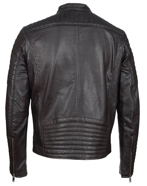 Blouson Biker en Cuir Junior marron