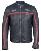 Veste en Cuir Christo bleu marine
