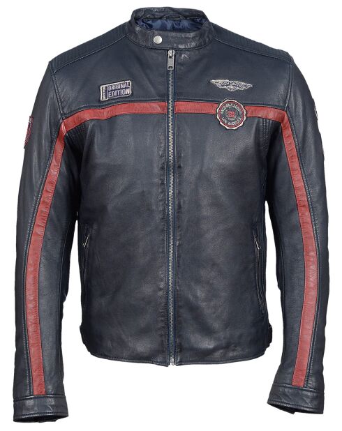 Veste en Cuir Christo bleu marine