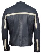 Veste en Cuir Christo bleu marine