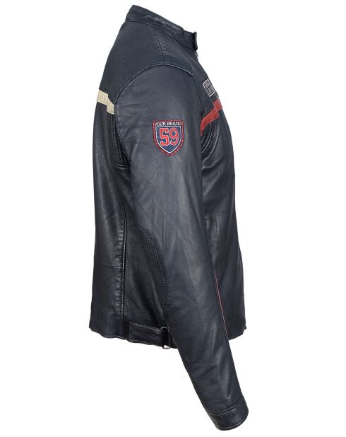 Veste en Cuir Christo bleu marine