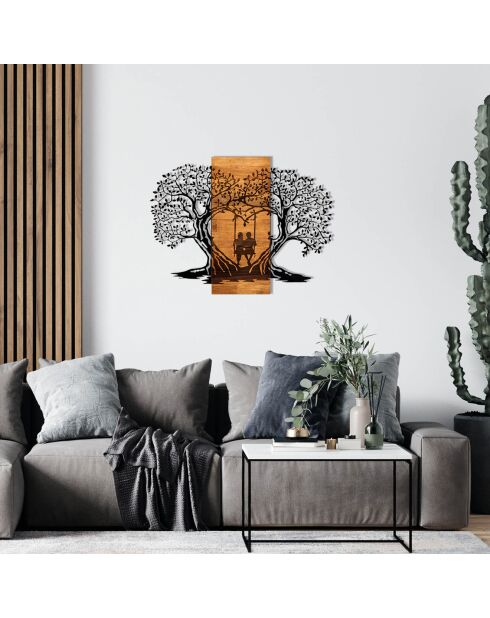 Decoración de pared sobre madera negra/marrón - 76x58 cm