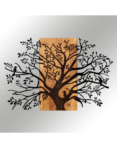 Wanddecoratie op zwart/bruin hout - 85x58 cm