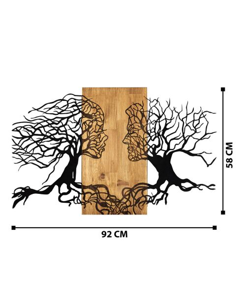 Décoration murale sur bois noir/marron - 92x58 cm