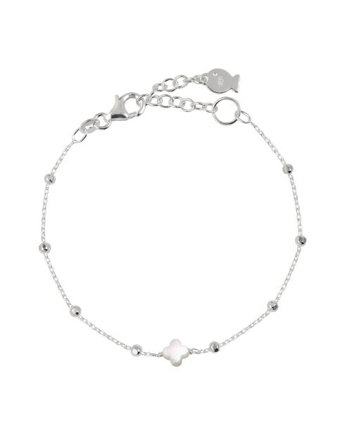 Bracelet Trèfle en Argent rhodié & Nacre
