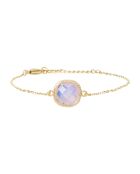 Bracelet Cabochon en Acier doré & Quartz rose