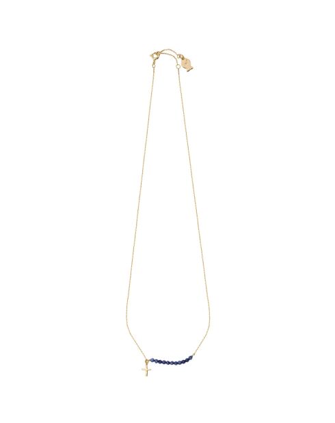 Vergulde zilveren ketting met kruis en lapis