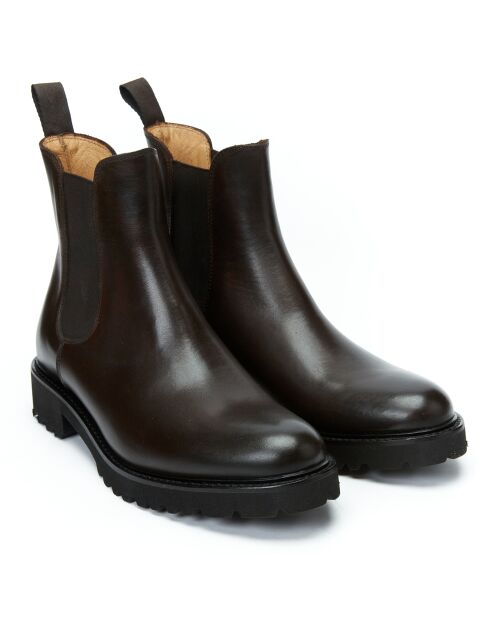 Chelsea Boots en Cuir Elyna marron