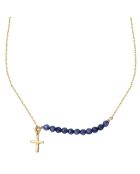 Vergulde zilveren ketting met kruis en lapis