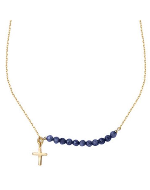 Vergulde zilveren ketting met kruis en lapis