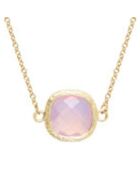 Collier Cabochon  en Acier doré & Quartz rose