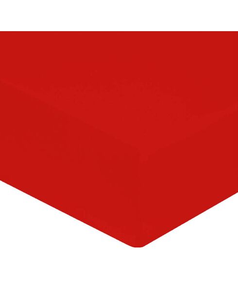 Drap housse 100% Percale de Coton bonnet 30 cm rouge