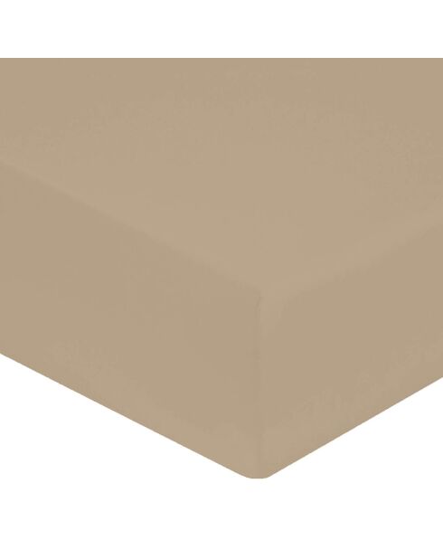 Drap housse 100% Percale de Coton bonnet 30 cm ficelle