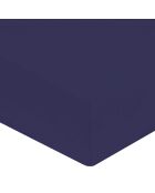 Drap housse 100% Percale de Coton bonnet 30 cm bleu