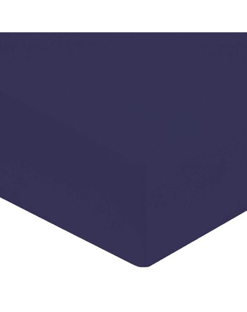Drap housse 100% Percale de Coton bonnet 30 cm bleu