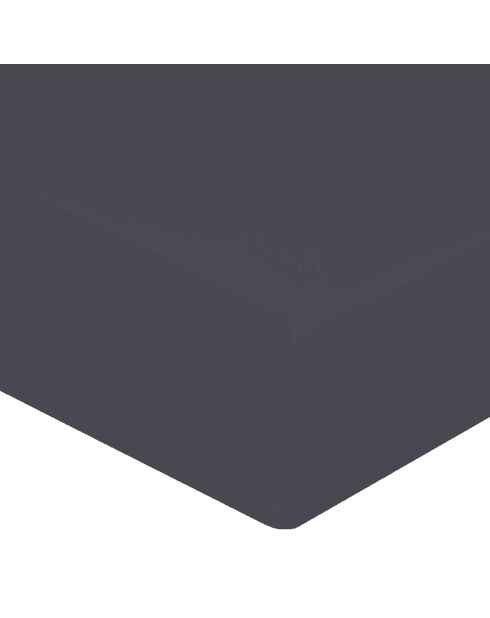 Drap housse 100% Percale de Coton bonnet 30 cm gris