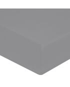 Drap housse 100% Percale de Coton bonnet 30 cm gris