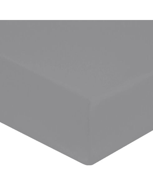 Drap housse 100% Percale de Coton bonnet 30 cm gris