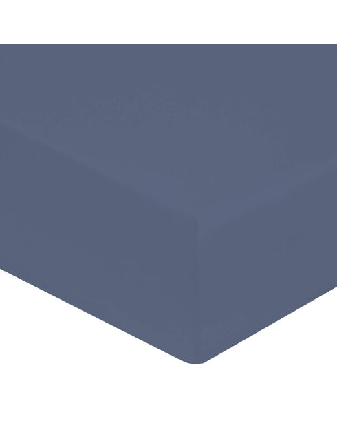 Drap housse 100% Percale de Coton bonnet 30 cm bleu