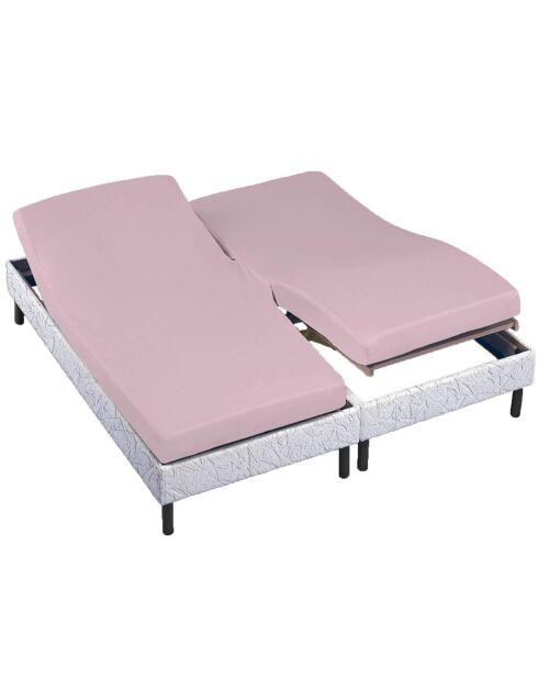 Drap housse 100% Percale de Coton bonnet 30 cm rose