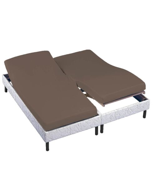 Drap housse 100% Percale de Coton bonnet 30 cm taupe
