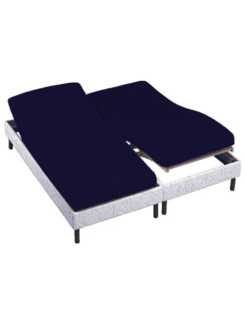 Drap housse 100% Percale de Coton bonnet 30 cm bleu