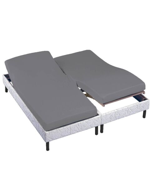 Drap housse 100% Percale de Coton bonnet 30 cm gris