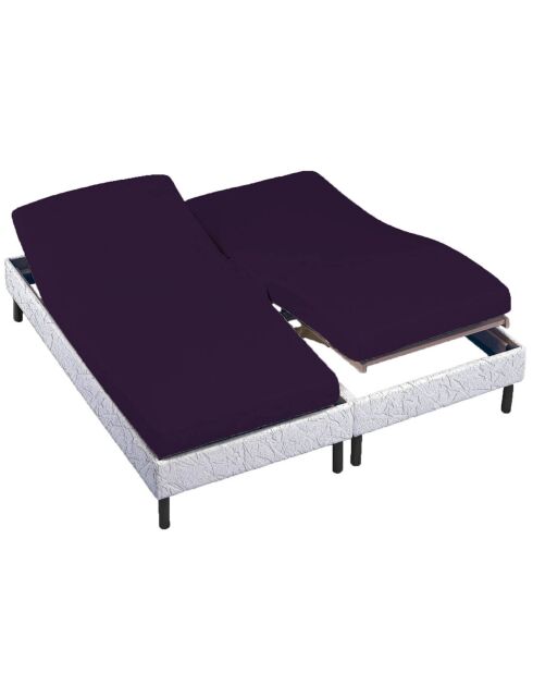 Drap housse 100% Percale de Coton bonnet 30 cm aubergine