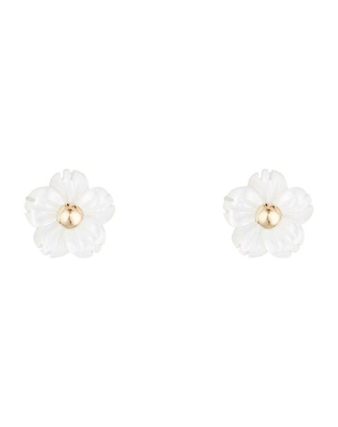 Boucles d'oreilles enfant Jolie Marguerite Email blanc or jaune