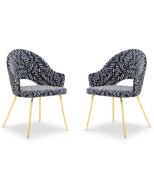 2 Chaises lys bleu/blanc - 56x60x89cm