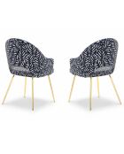 2 Chaises lys bleu/blanc - 56x60x89cm