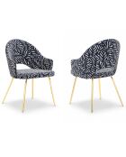 2 Chaises lys bleu/blanc - 56x60x89cm