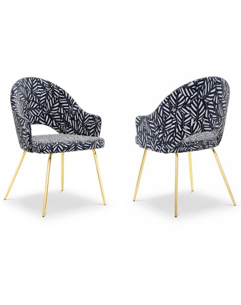 2 Chaises lys bleu/blanc - 56x60x89cm