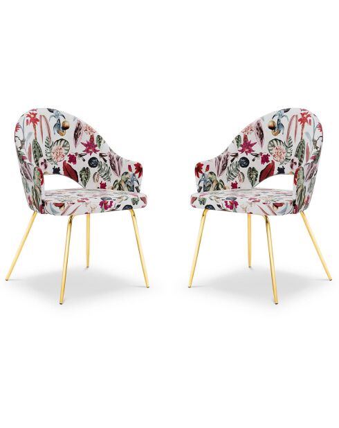 2 Chaises lys tropical multicolores - 56x60x89cm