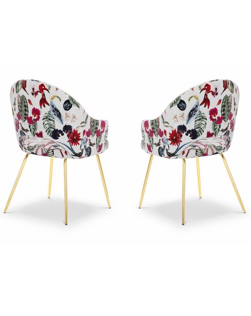 2 Chaises lys tropical multicolores - 56x60x89cm