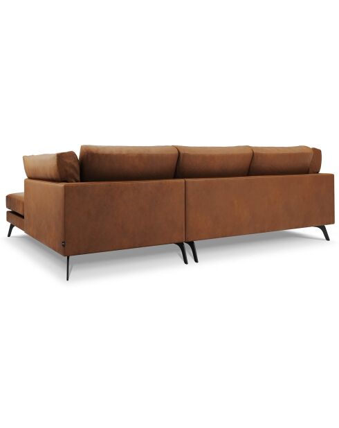 Canapé d'angle droit en cuir camille 5 places marron - 322x168x88cm
