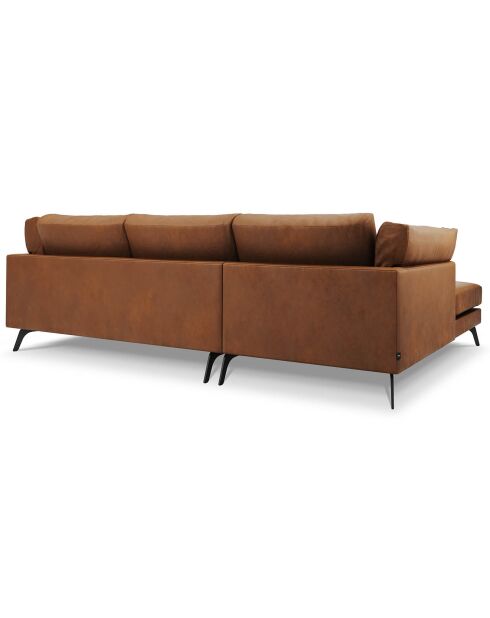 Canapé d'angle gauche en cuir  camille 5 places marron - 322x168x88cm