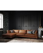 Canapé d'angle gauche en cuir  camille 5 places marron - 322x168x88cm