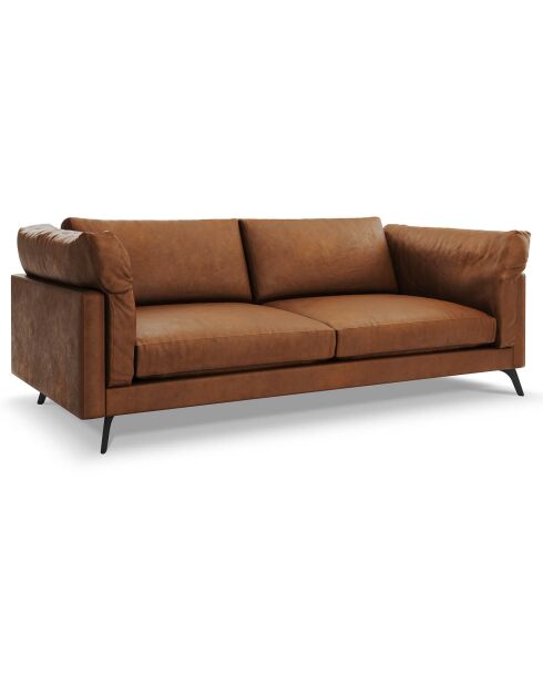 Canapé en cuir camille 3 places marron - 229x95x88cm